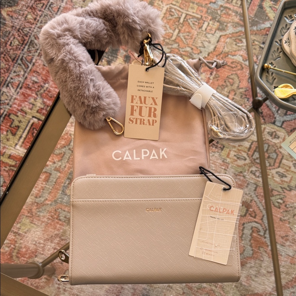 Calpak Travel Wallet with Detachable Straps in Stone